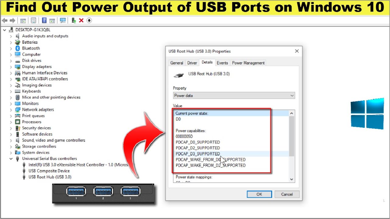 Checking USB Port Power Output in Windows 10