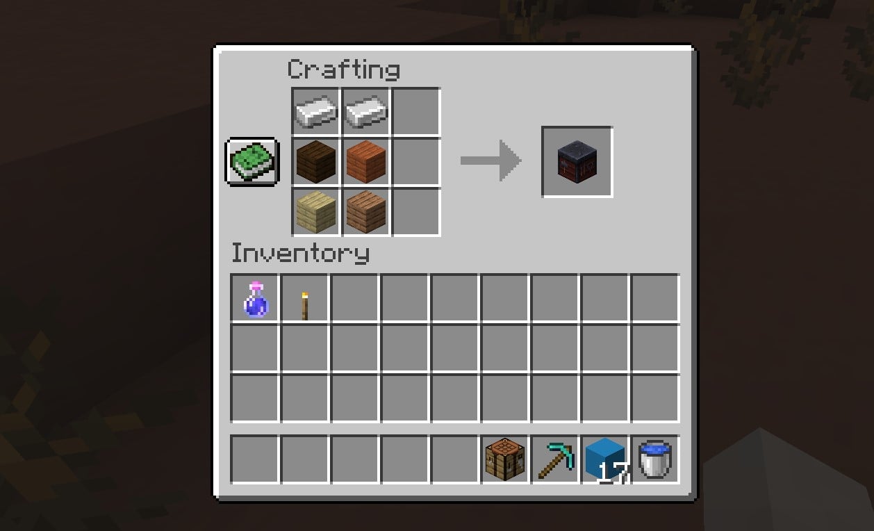 Crafting a Smithing Table in Minecraft 1.20