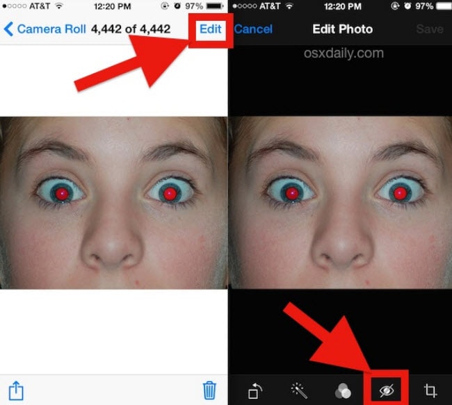 Fixing Red Eye in Photos on iPhone