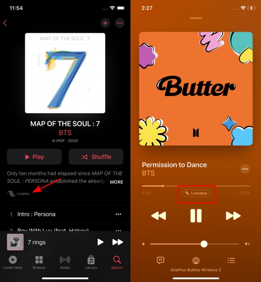 Playing Lossless Audio in Apple Music on iPhone and iPad