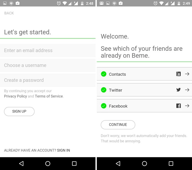 Using Beme App for Instant Video Sharing